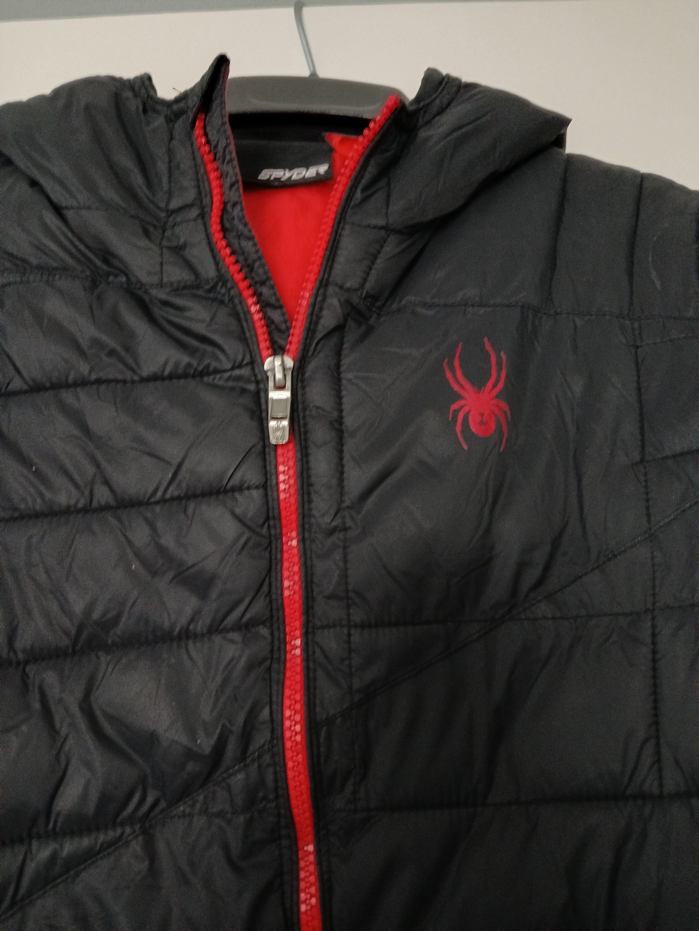 Spyder Black Puffer Jacket with Red Accents